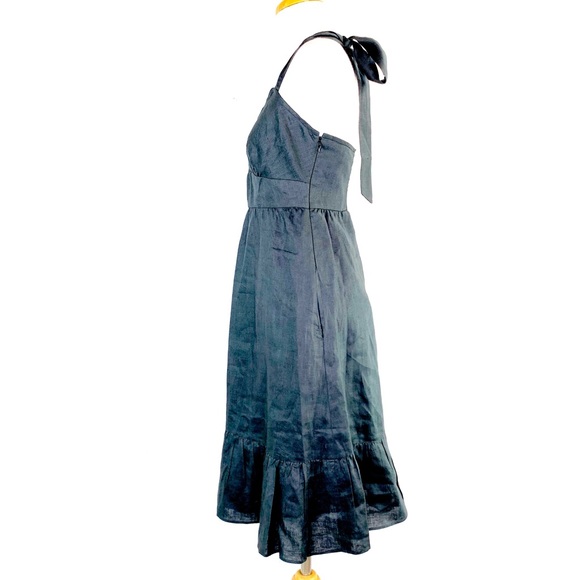 Vintage J. Crew 100% Linen Halter Top Dress Ruffled lined - Picture 6 of 7